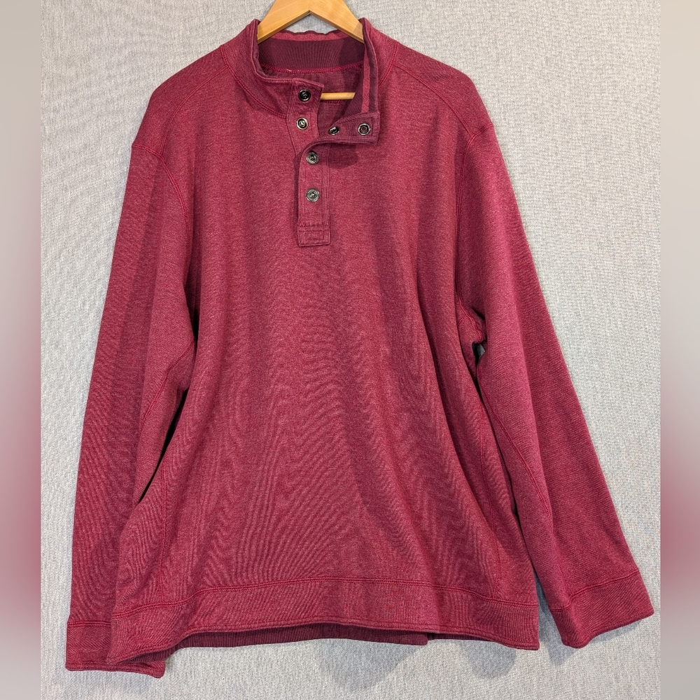 Tommy Bahama Quarter Snap Pullover Men's XL Maroon Chambray Sweatshirt